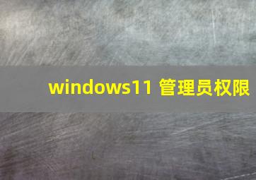 windows11 管理员权限